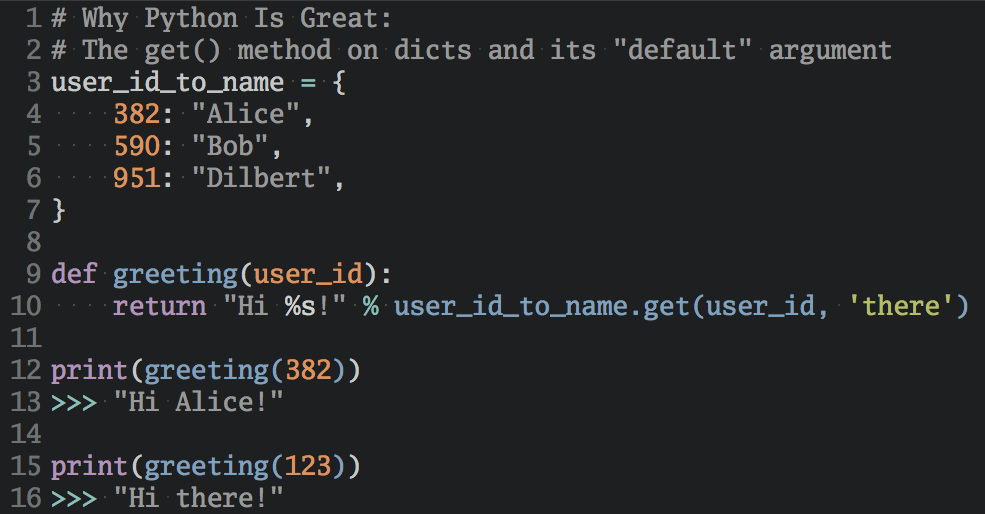 Using get() to return a default value from a Python dict