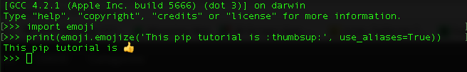 dbader.org - installing and uninstalling Python packages with pip - emoji works